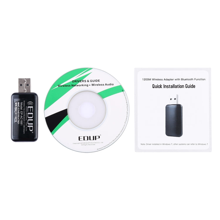 EDUP EP-AC1681 2 in 1 AC1200Mbps 2.4GHz & 5.8GHz Dual Band USB WiFi Adapter External Network Card with Bluetooth 4.1 Function, EP-AC1681 EDUP EP-AC1681 2 in 1 AC1200Mbps 2.4GHz & 5.8GHz Dual Band USB WiFi Adapter External Network Card with Bluetooth 4.1 Function, EP-AC1681